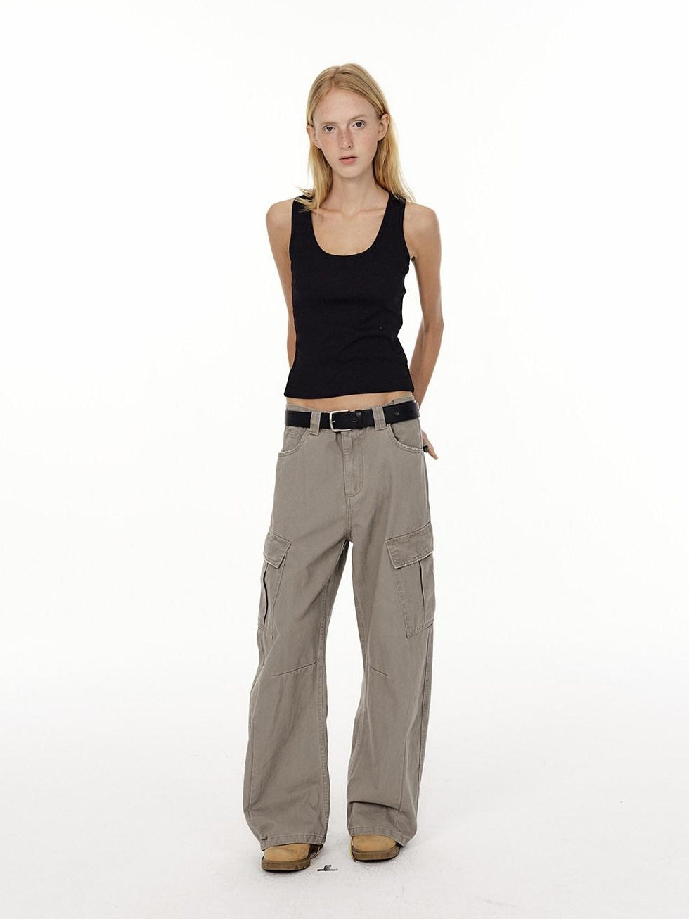 Country Moment Breathable Washed Cotton Relaxed Straight Pocket Button Fly Casual Cargo Pants