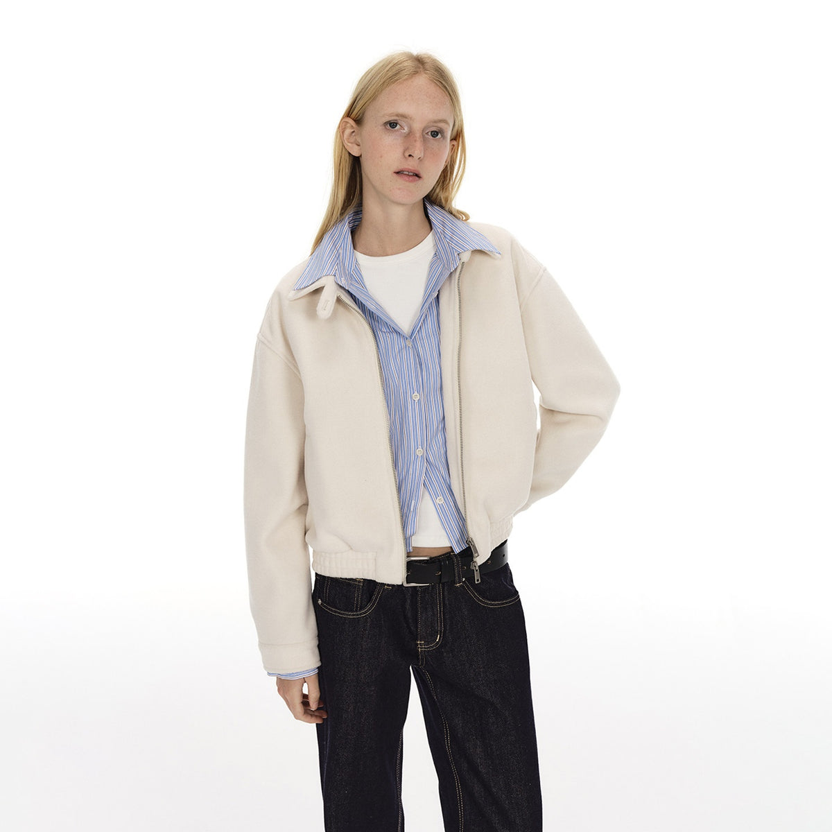 Country_Moment_Slim_Youthful_Zipper_Lapel_Polyester_Blend_Beige_Casual_Women_Cropped_Jackets_MISSTT