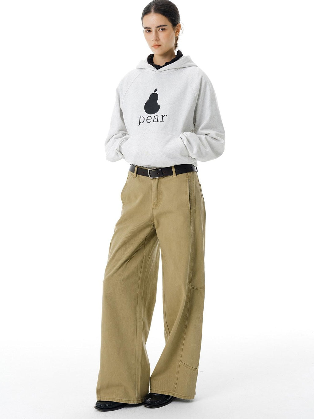 Country Moment Breathable Cotton Mid Waist Patchwork 3D Tailored Casual Khaki Wide Leg Pants