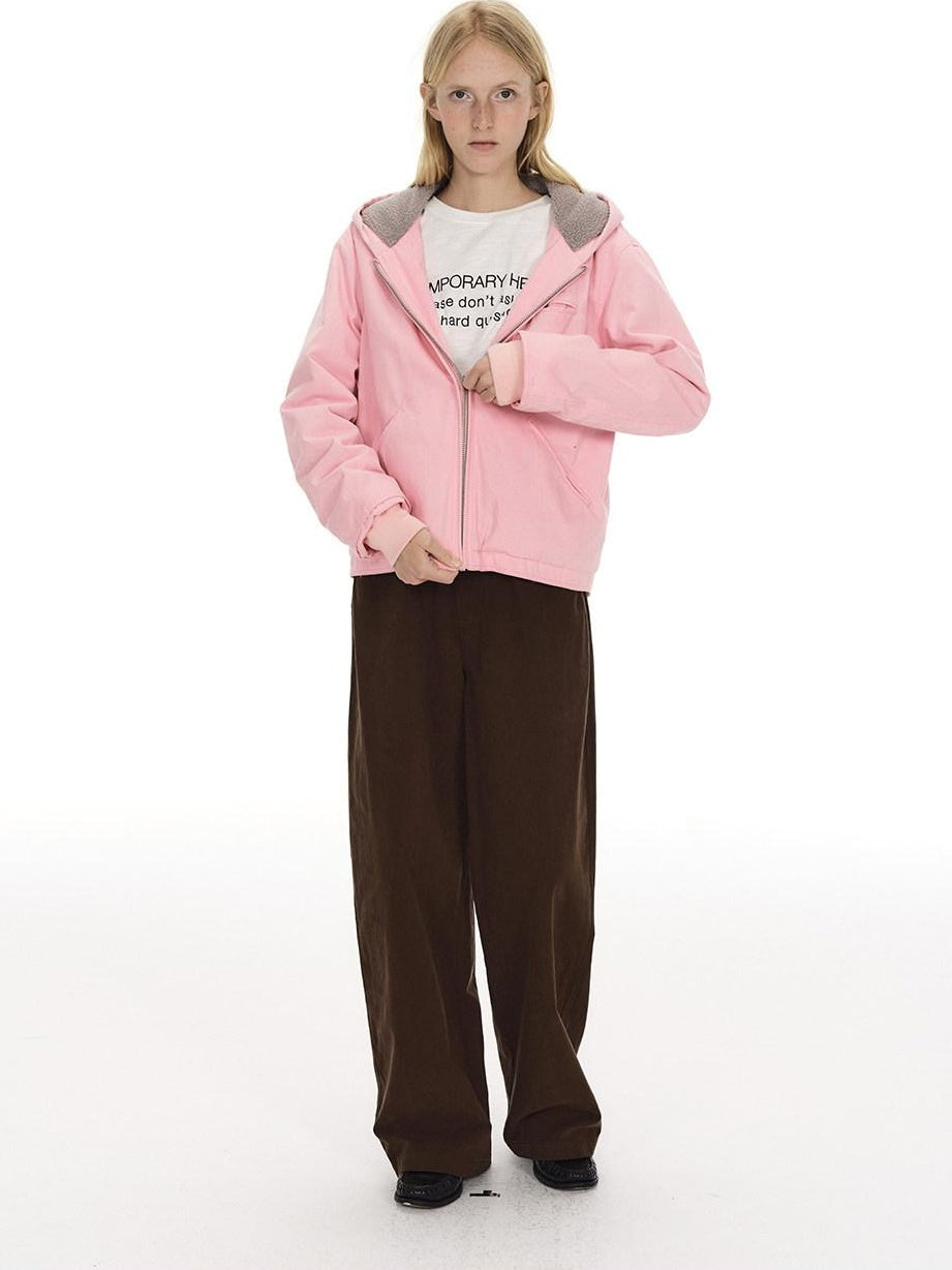 Country Moment Breathable Washed Cotton Relaxed Vintage Workwear Brown Straight Pants