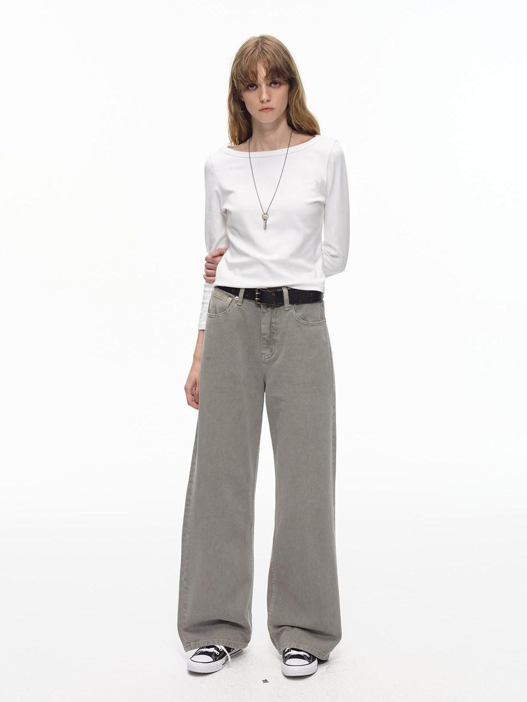 Country Moment High Waist Washed Pure Cotton Dark Khaki American Breathable Straight Leg Jeans