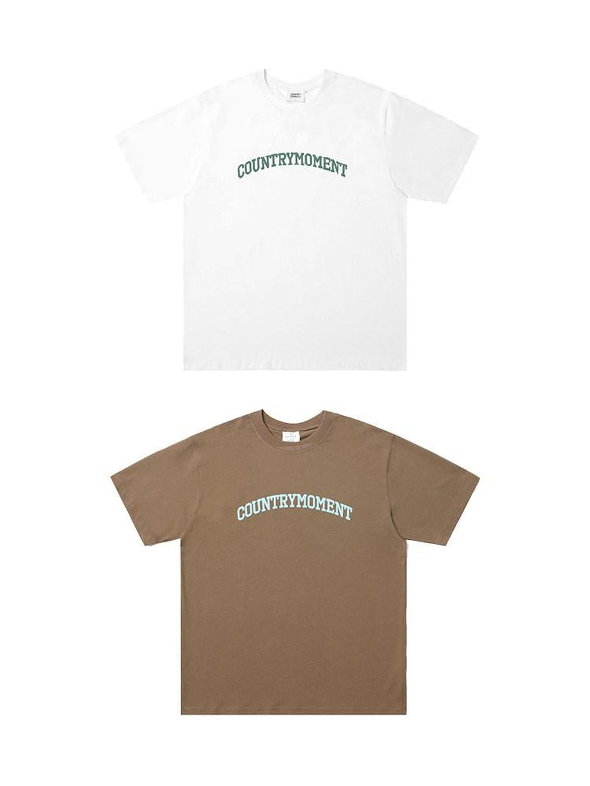 Country Moment Pure Cotton Japanese Loose Fit Crew Neck Letter Logo Print Short Sleeve T-Shirts