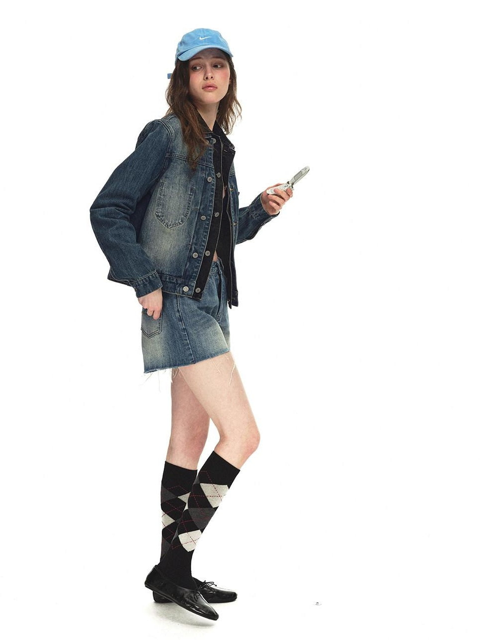 Country Moment Tie Dye Gradient Oversized Short Cotton Blend Women Casual Denim Jackets