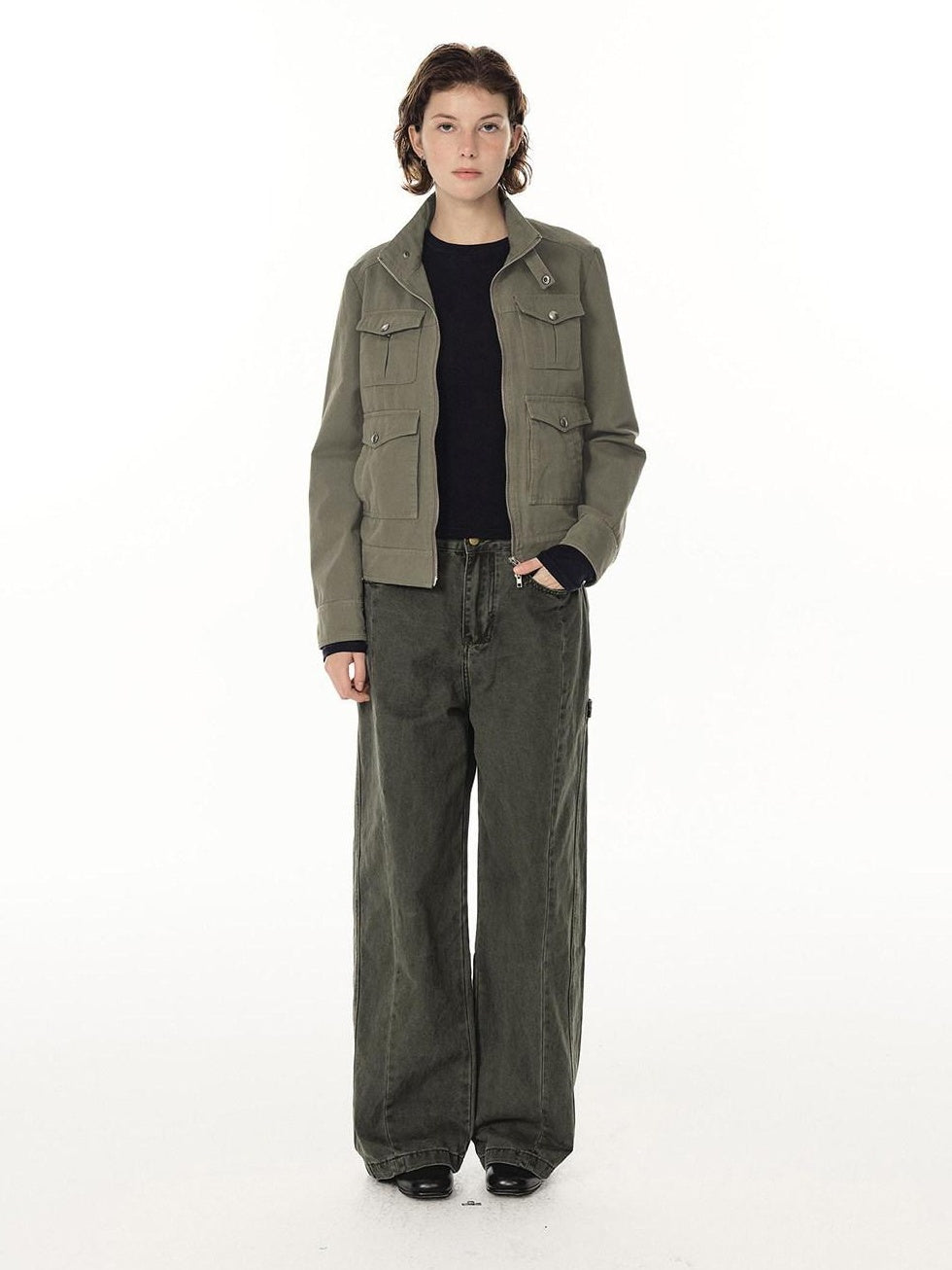 Country Moment Durable Cotton Utility Structured Multi Pocket Unisex Zip Cropped Jackets