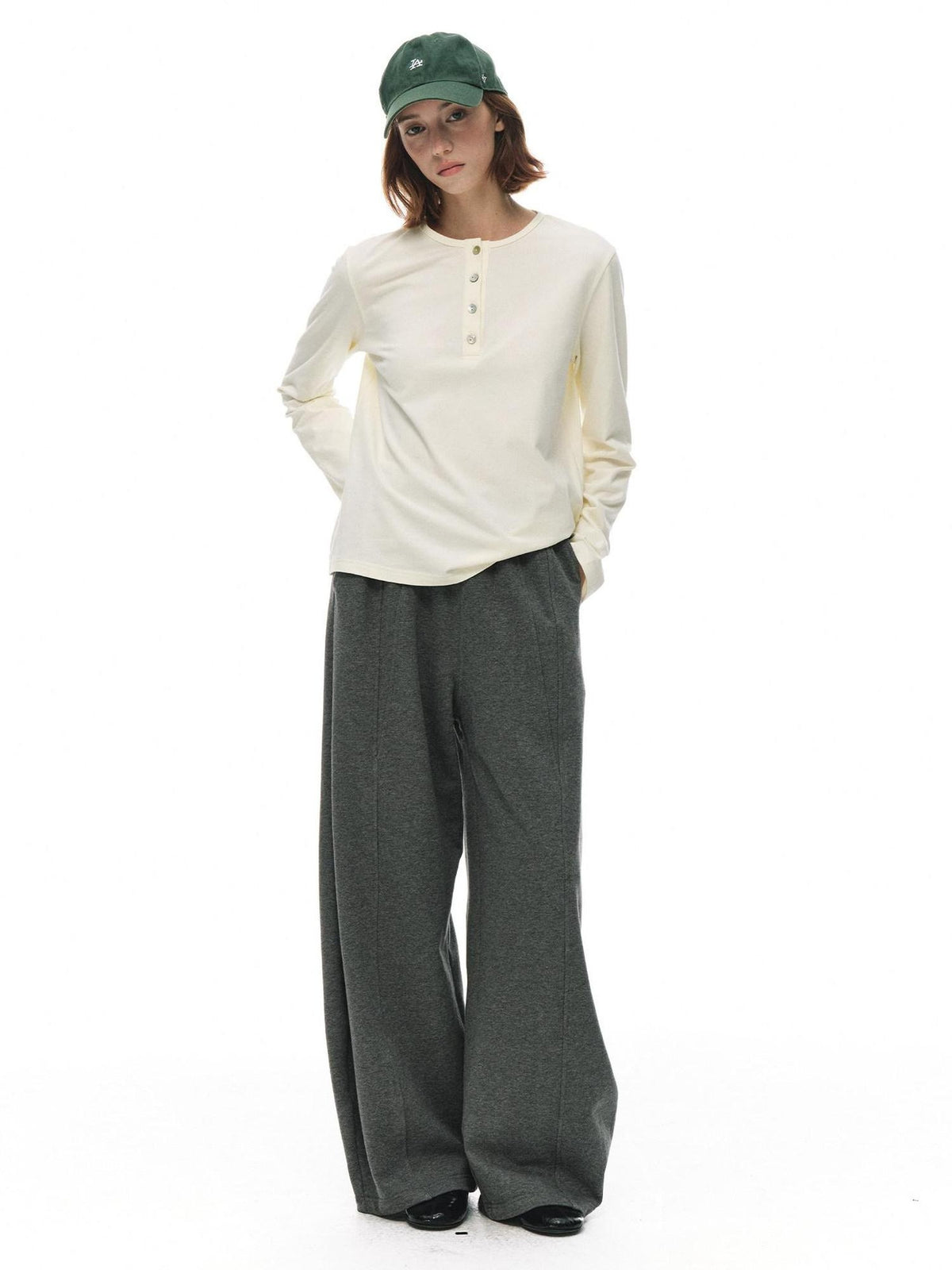 Country Moment Pure Cotton Breathable Henley Button Placket Women Citywalk Long Sleeve T-Shirts