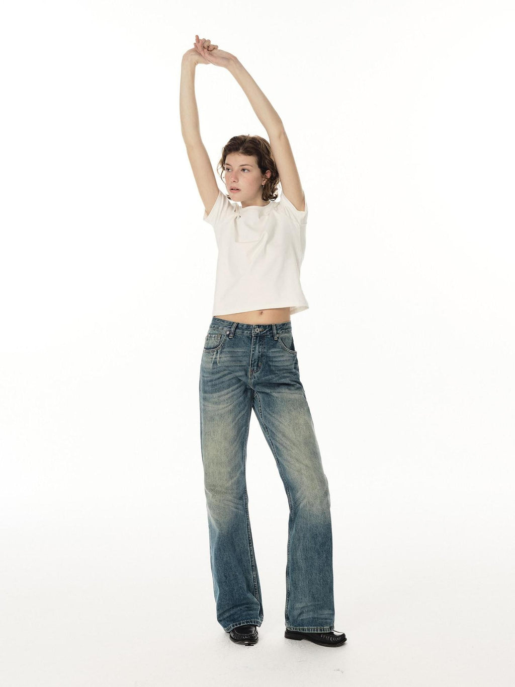 Country Moment Whiskered Mid Rise Deep Blue Cotton Blend Micro Stretch Straight Leg Jeans