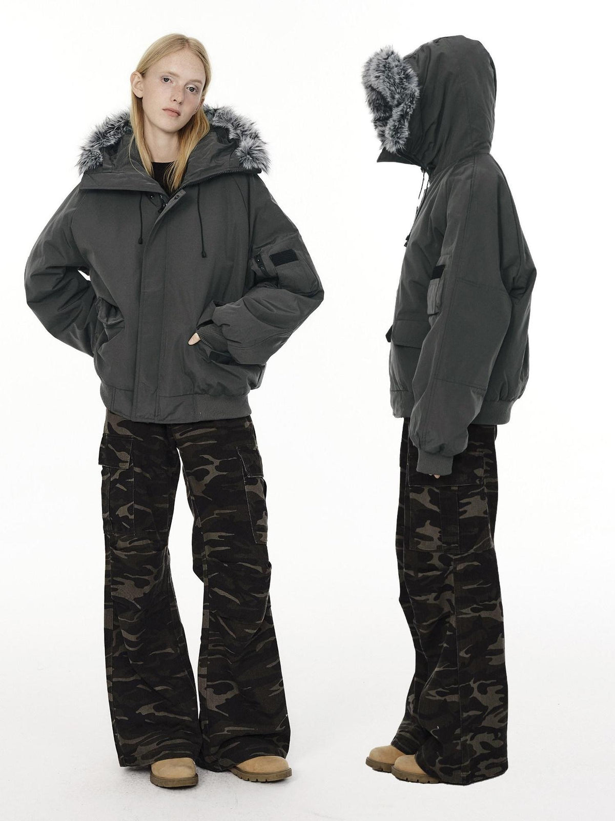 Country Moment 650Fp White Duck Down Hooded Fur Collar Waterproof Unisex Casual Down Jackets