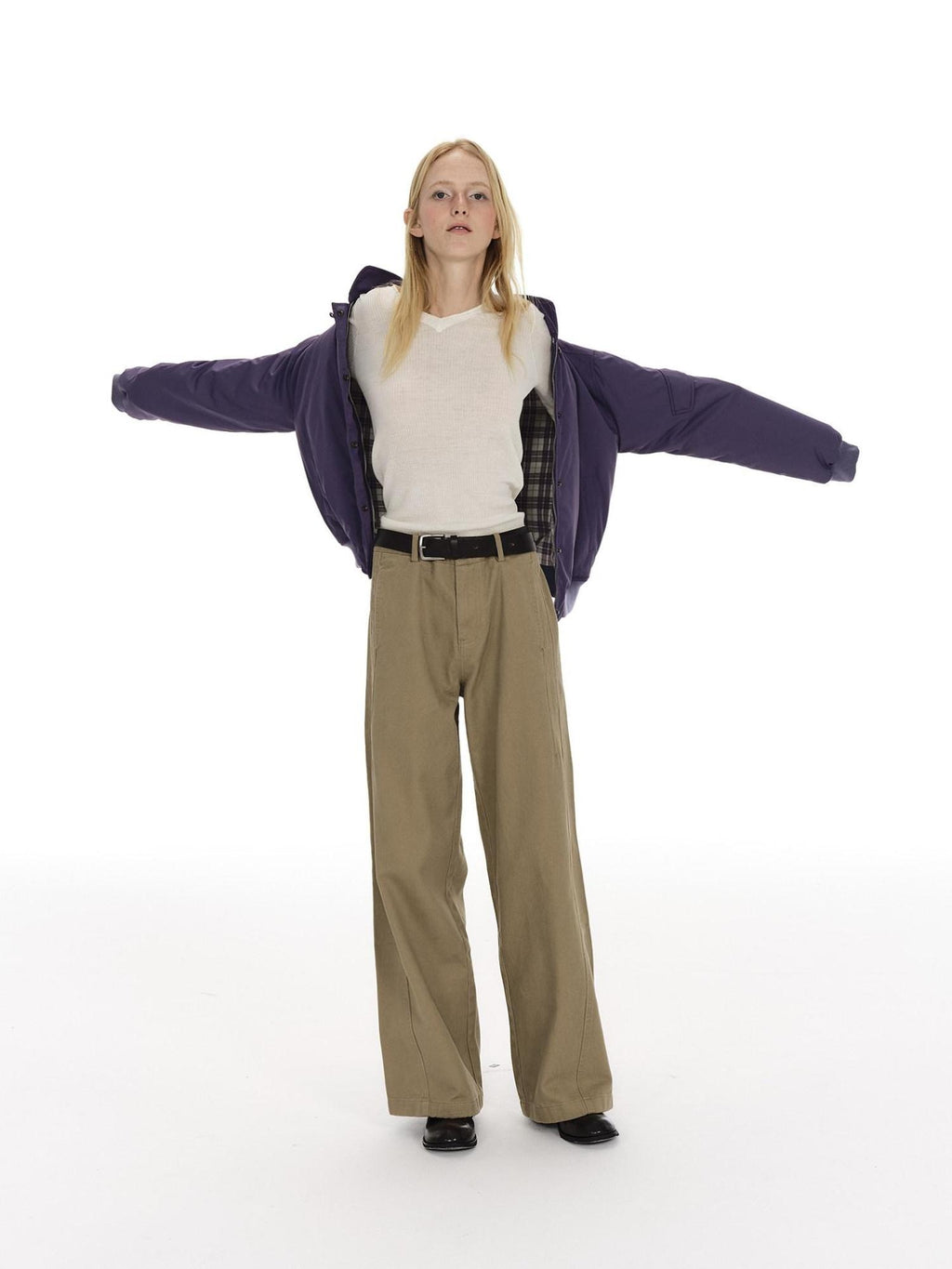 Country Moment 100 Percent Cotton Relaxed Wide Leg Casual Unisex Khaki Black Cargo Pants
