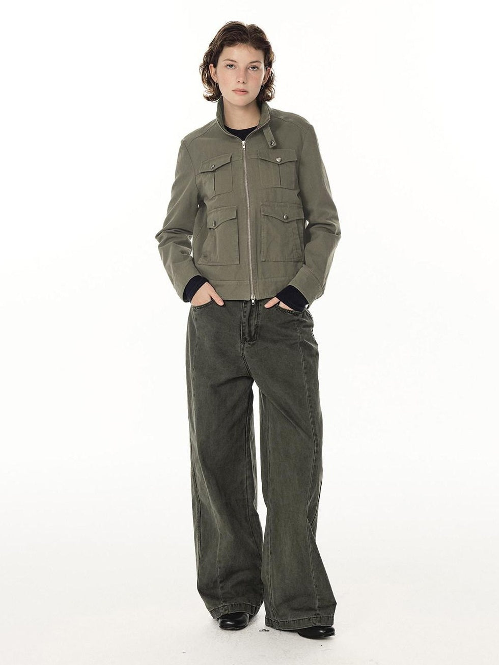 Country Moment Durable Cotton Utility Structured Multi Pocket Unisex Zip Cropped Jackets