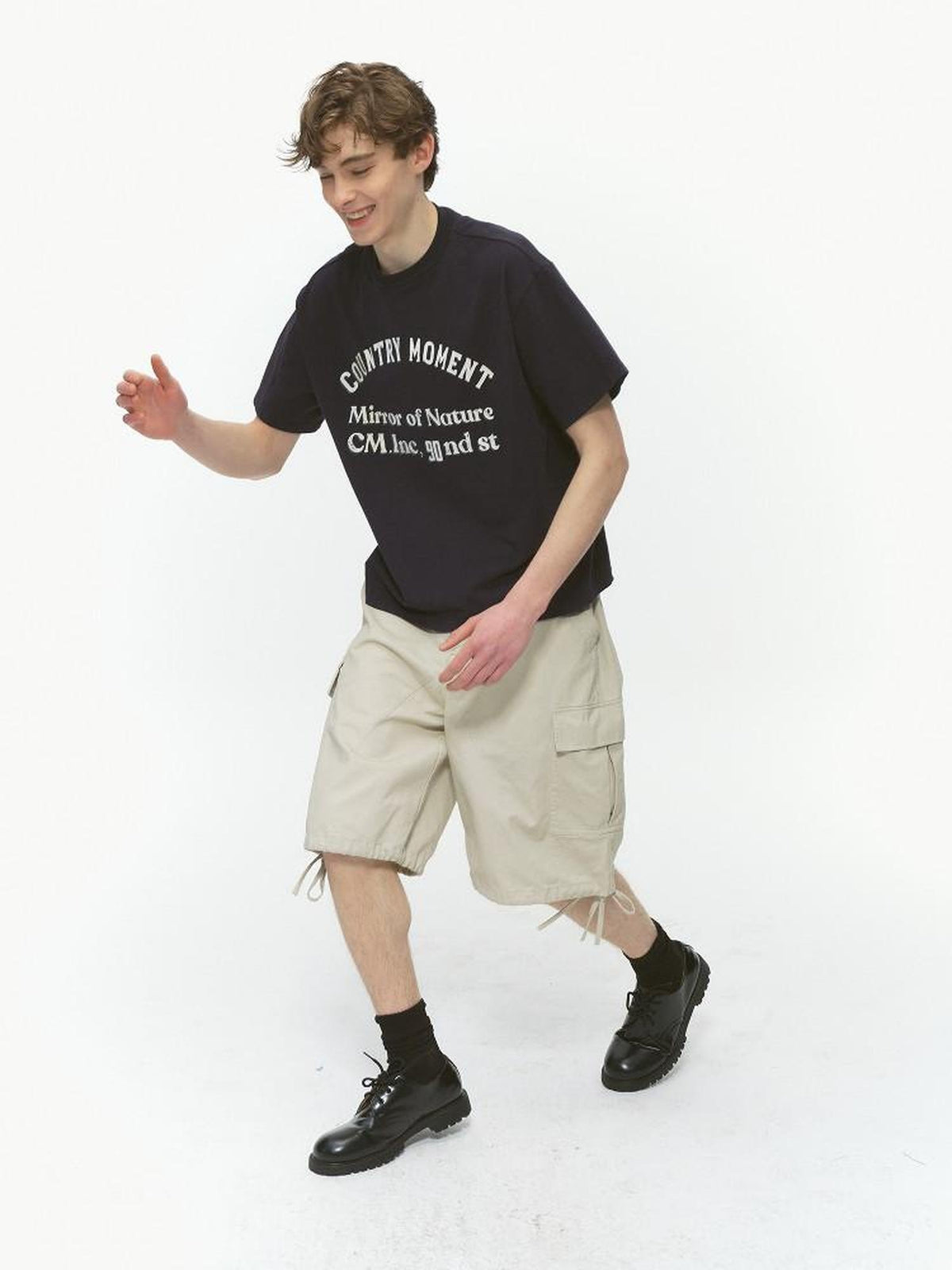 Country Moment Breathable Cotton Washed Cargo Loose Fit Casual Neutral Mid-Length Shorts