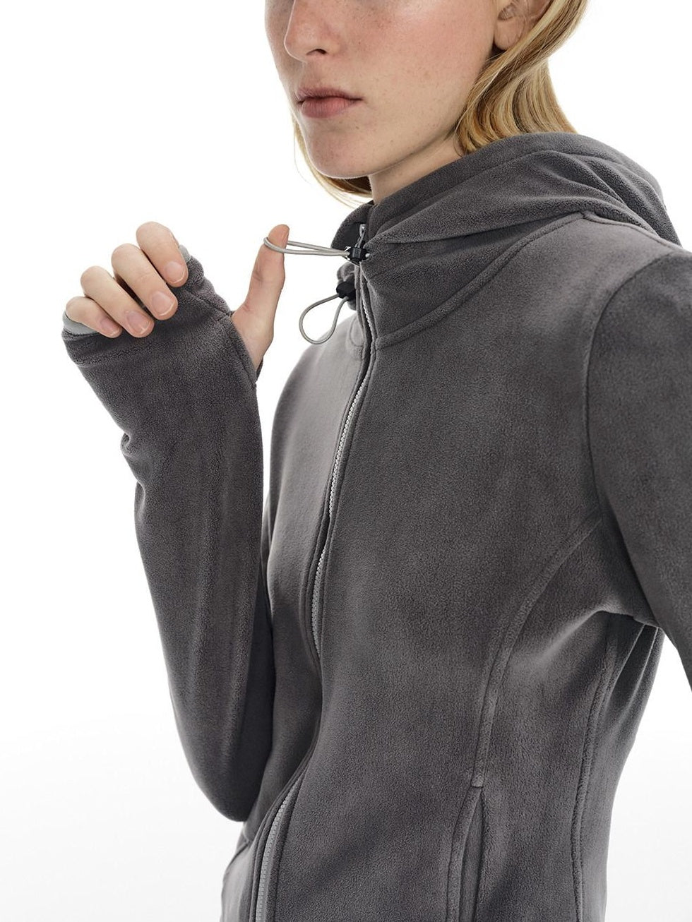 Country Moment High Stretch Thermal Slim Zip Fleece Women Cycling Dark Gray Hoodie