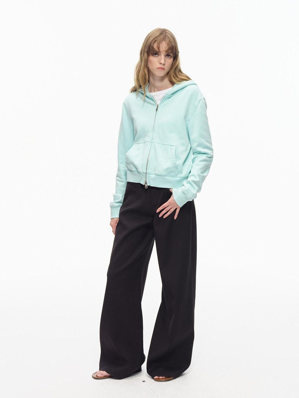 Country Moment Wrinkle Resistant Mid Rise Loose Straight Leg Casual Youth Black Wide Leg Pants