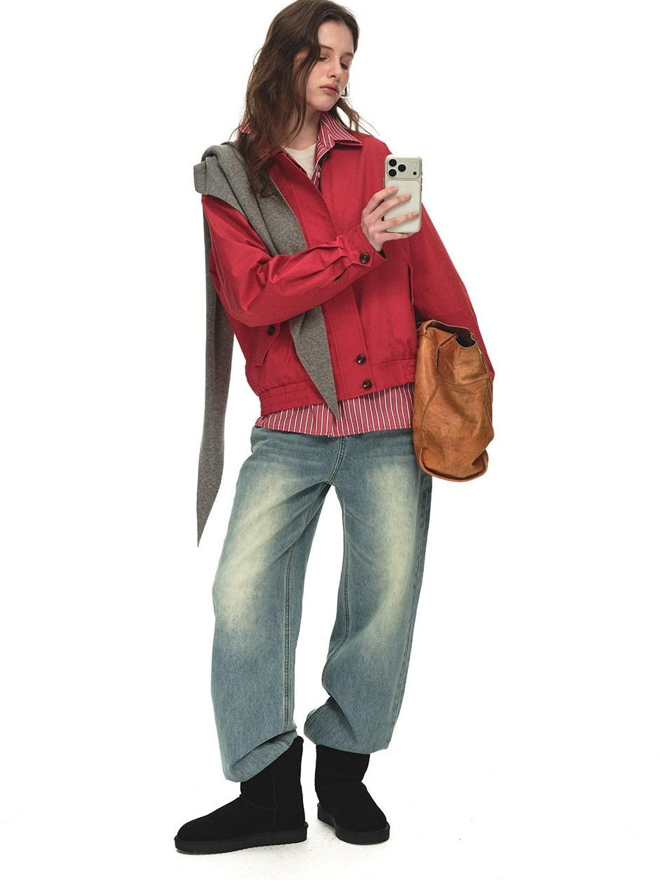 Country Moment Breathable Cotton Blend Gradient Wash Relaxed Mid Rise Unisex Wide Leg Jeans