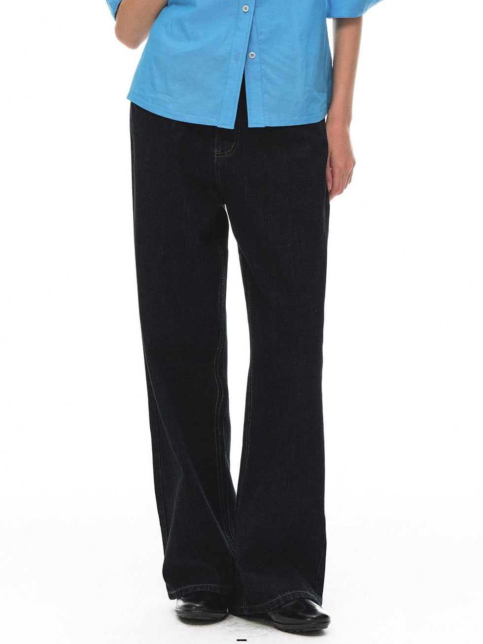 Country Moment Breathable Cotton Embroidered Midrise Unisex Relaxed Deep Blue Straight Leg Jeans