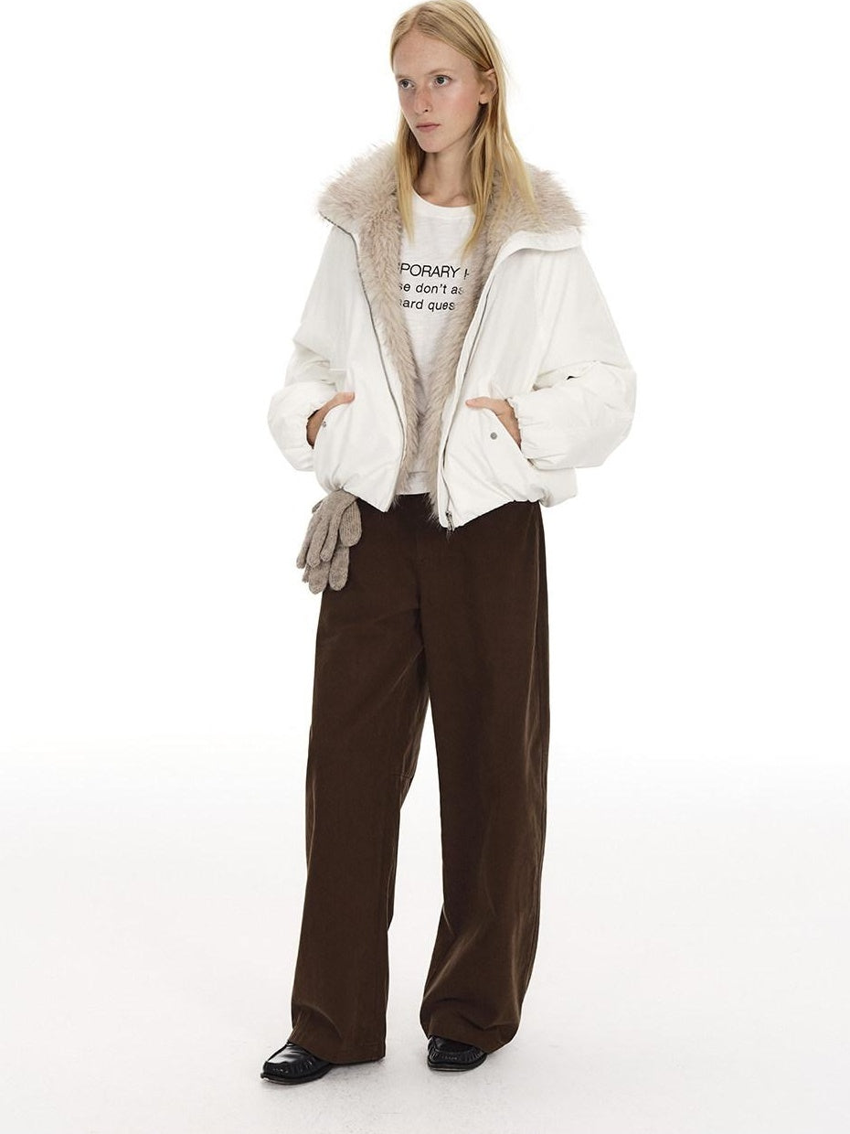 Country Moment Breathable Washed Cotton Relaxed Vintage Workwear Brown Straight Pants