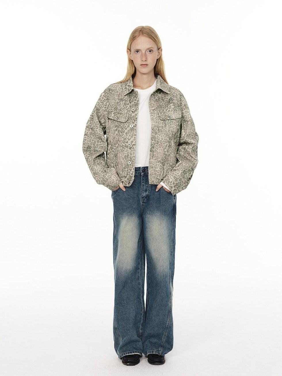 Country Moment Soft Cotton Blend Mid Rise Relaxed Vintage Gradient Blue Straight Leg Jeans