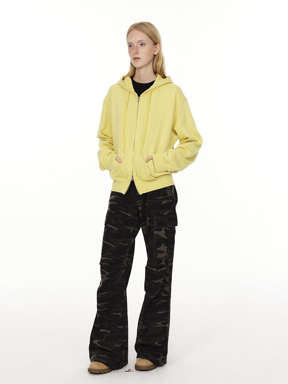 Country Moment Organic Cotton Washed Zip Loose Fit Pocket Breathable Mens Casual Hoodie