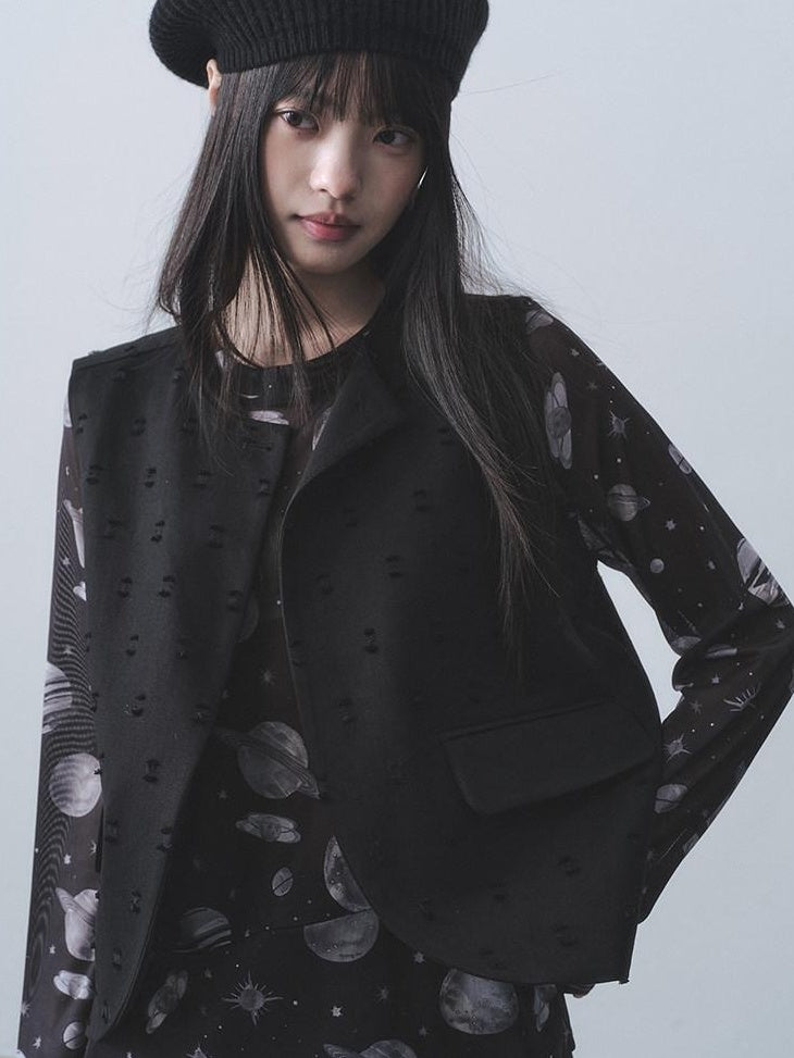 DDGIRL studio Breathable Ultra Thin Commuter Loose Mesh Galaxy Print Long Sleeve T-Shirts
