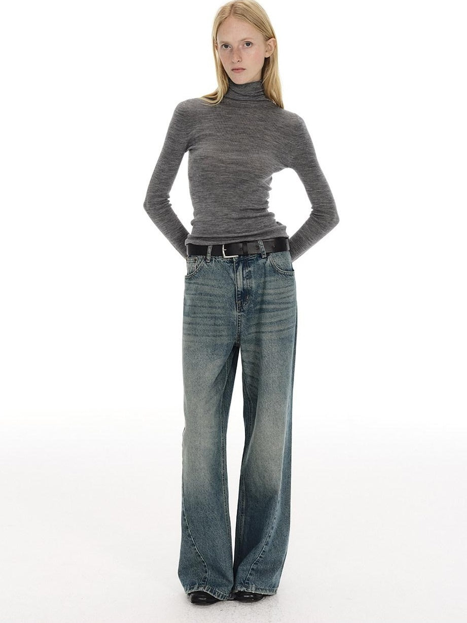 Country Moment Soft 100 Percent Wool Slim Turtleneck Pullover Women Casual Commute Sweaters