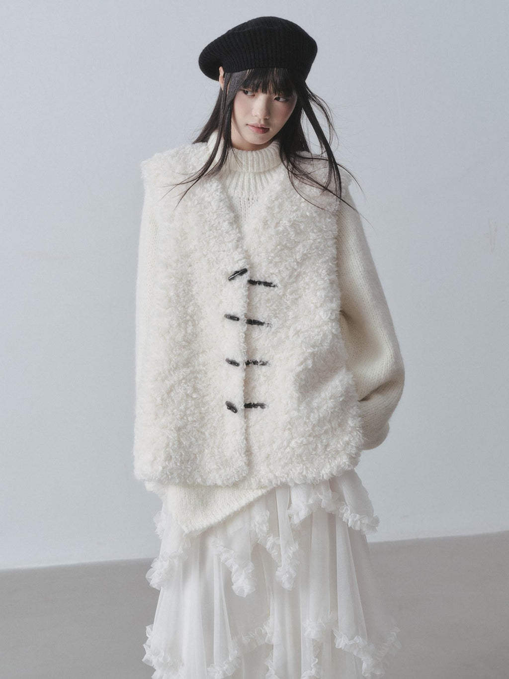 DDGIRL studio Soft Thick Asymmetric Oversized High Neck Commuter Women Iceland Dream Sweaters