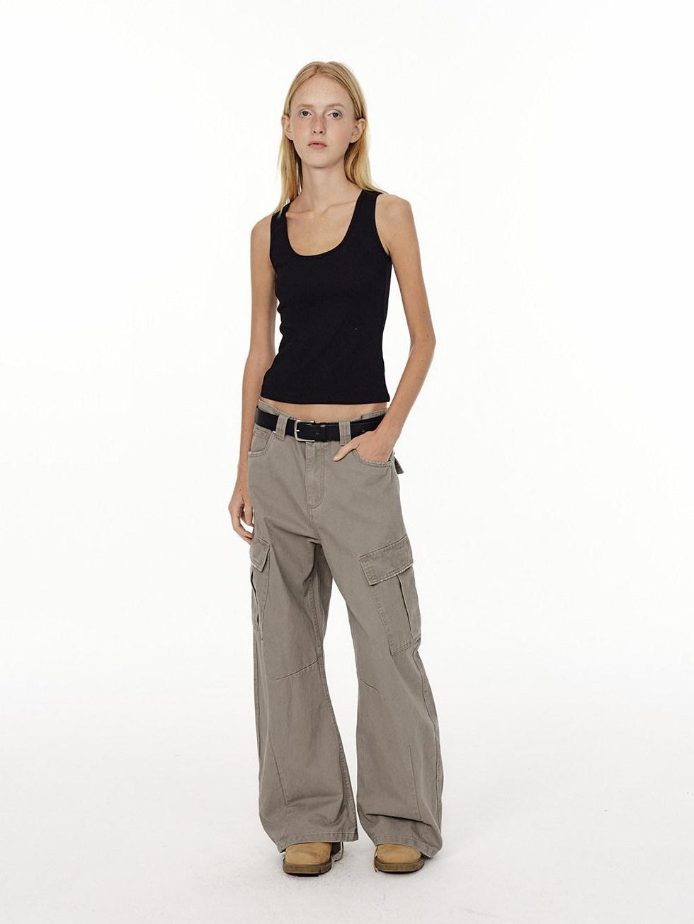 Country Moment Breathable Washed Cotton Relaxed Straight Pocket Button Fly Casual Cargo Pants
