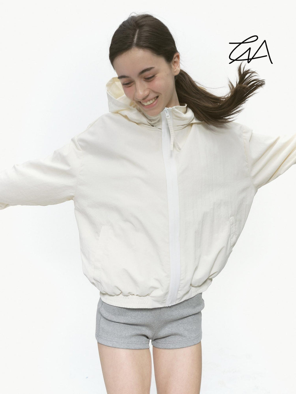 Country Moment High Upf100 Sun Protection Coated Nylon Loose Fit Hooded Zip Cropped Jackets