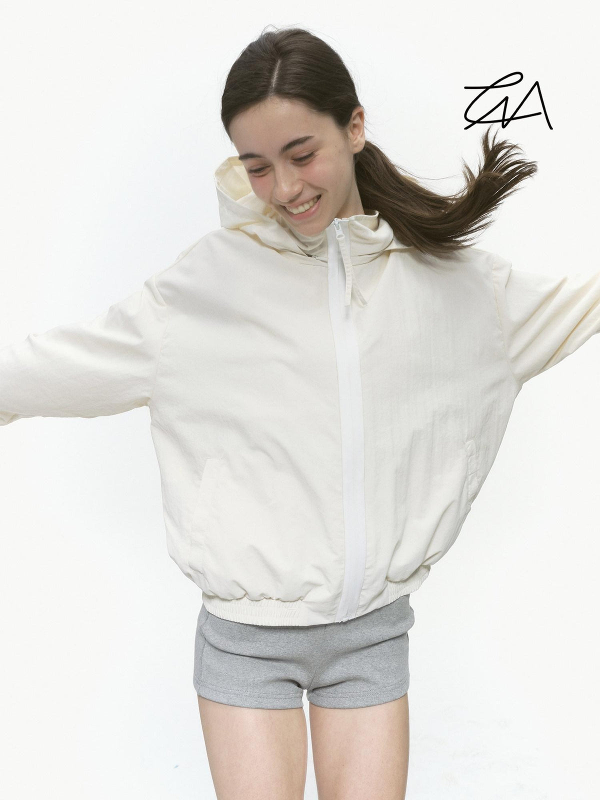 Country Moment High Upf100 Sun Protection Coated Nylon Loose Fit Hooded Zip Cropped Jackets
