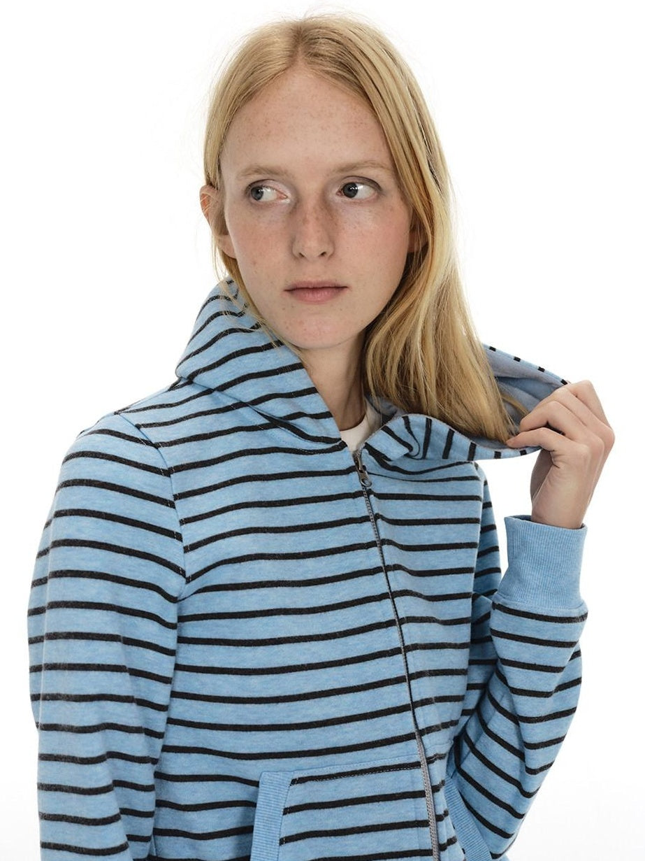 Country Moment Thermal Breathable Vintage Slim Fit Zipper Men Striped Cotton Blend Hoodie