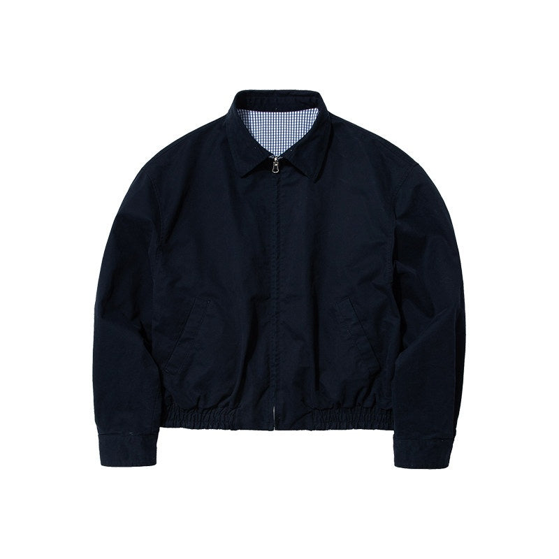 Country_Moment_Warm_Cotton_Loose_Fit_Youthful_Plaid_Zip_Unisex_Navy_Lapel_Cropped_Jackets_MISSTT