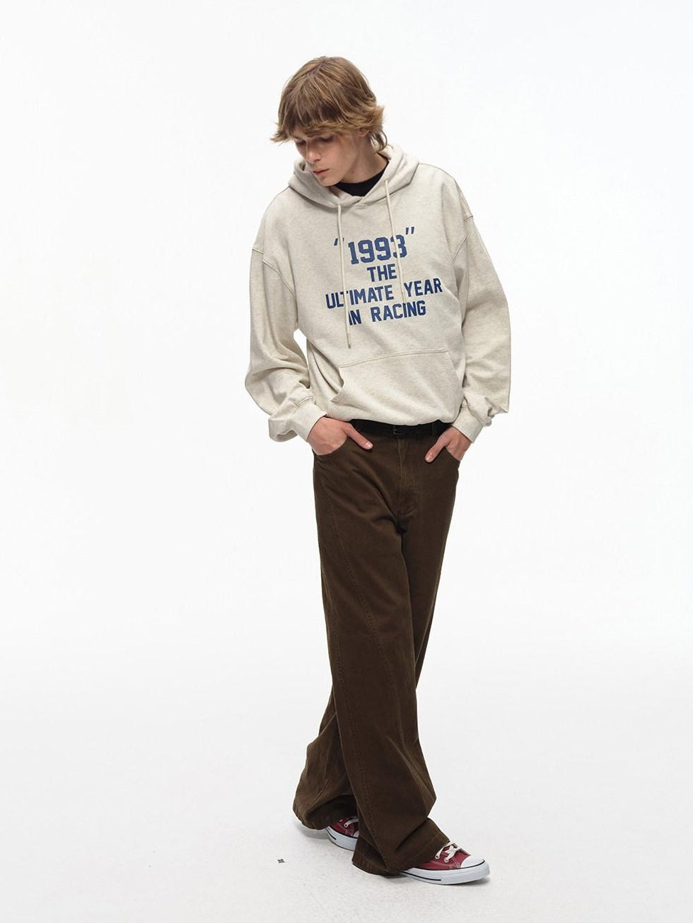 Country Moment Pure Cotton Loose Fit Hooded Letter Print Drop Shoulder Unisex Casual Hoodie