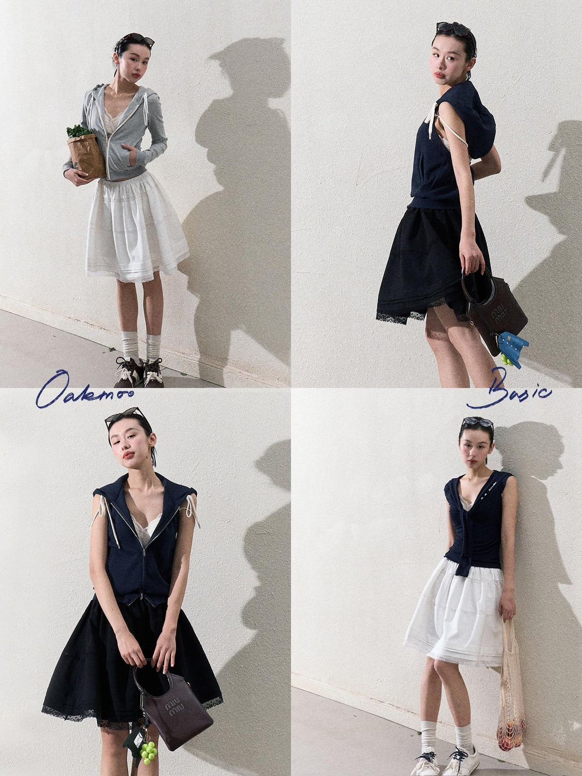 7 OAKMOO Elegant High Waist Lace A Line Solid Women City Commuting Midi Skirts