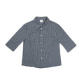 Country_Moment_Breathable_Cotton_Cropped_Straight_Revere_Women_Navy_Plaid_Shirts_MISSTT