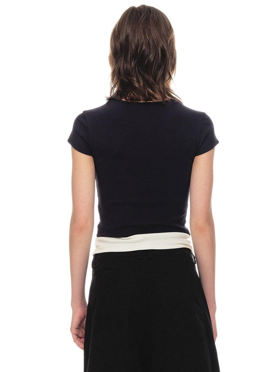 Country Moment Cooling Breathable Cotton Slim Fit Round Neck Short Sleeve Women Basic Crop Tops