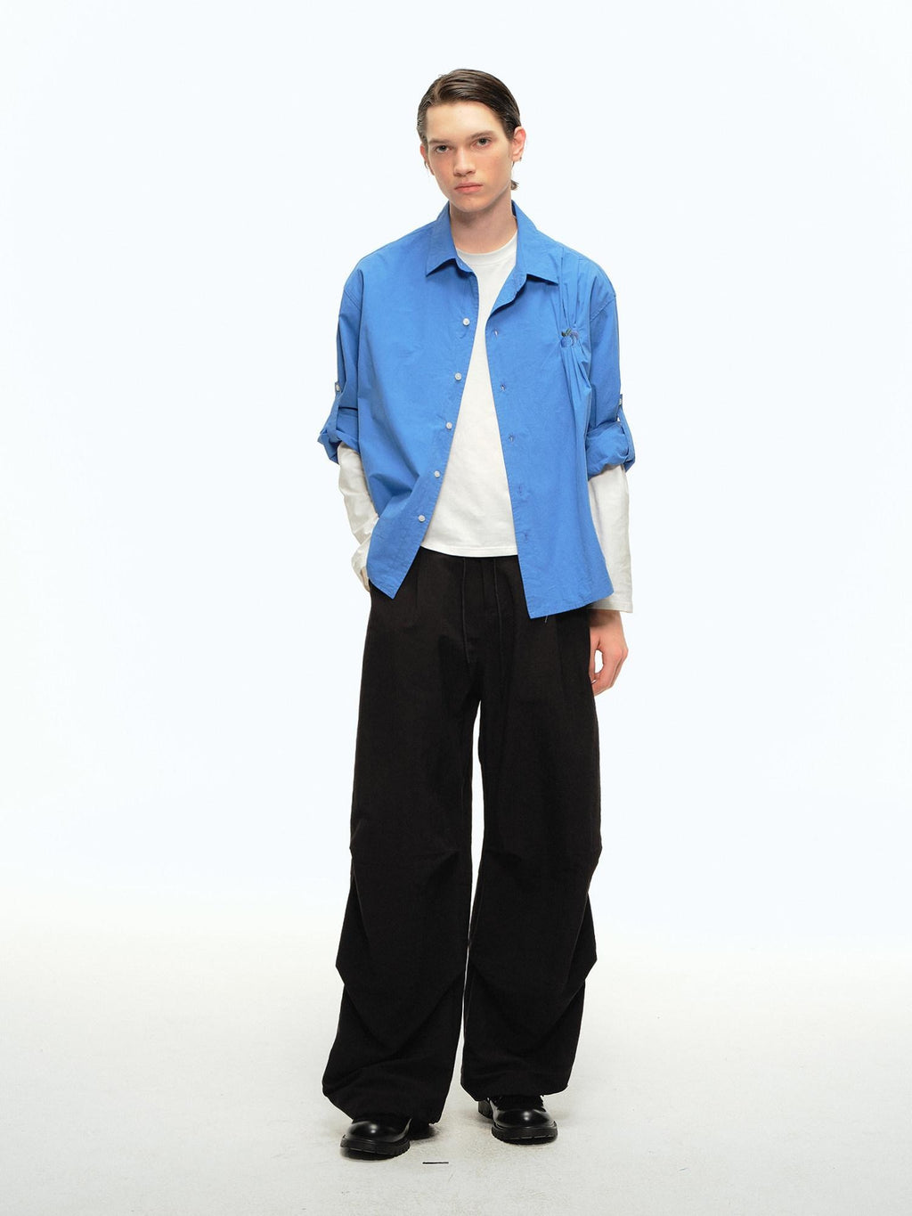 Country Moment Lightweight Nylon Blend Loose Fit Straight Leg Mid Rise Youth Black Cargo Pants