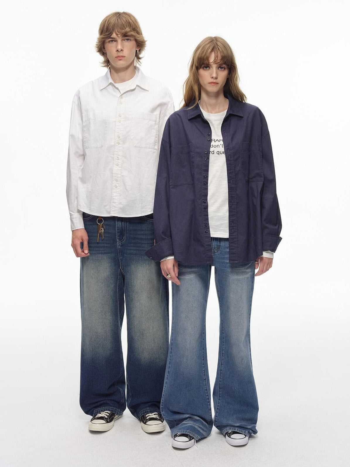 Country Moment Breathable Cotton Linen Loose Fit Button Collared Unisex Long Sleeve Shirts