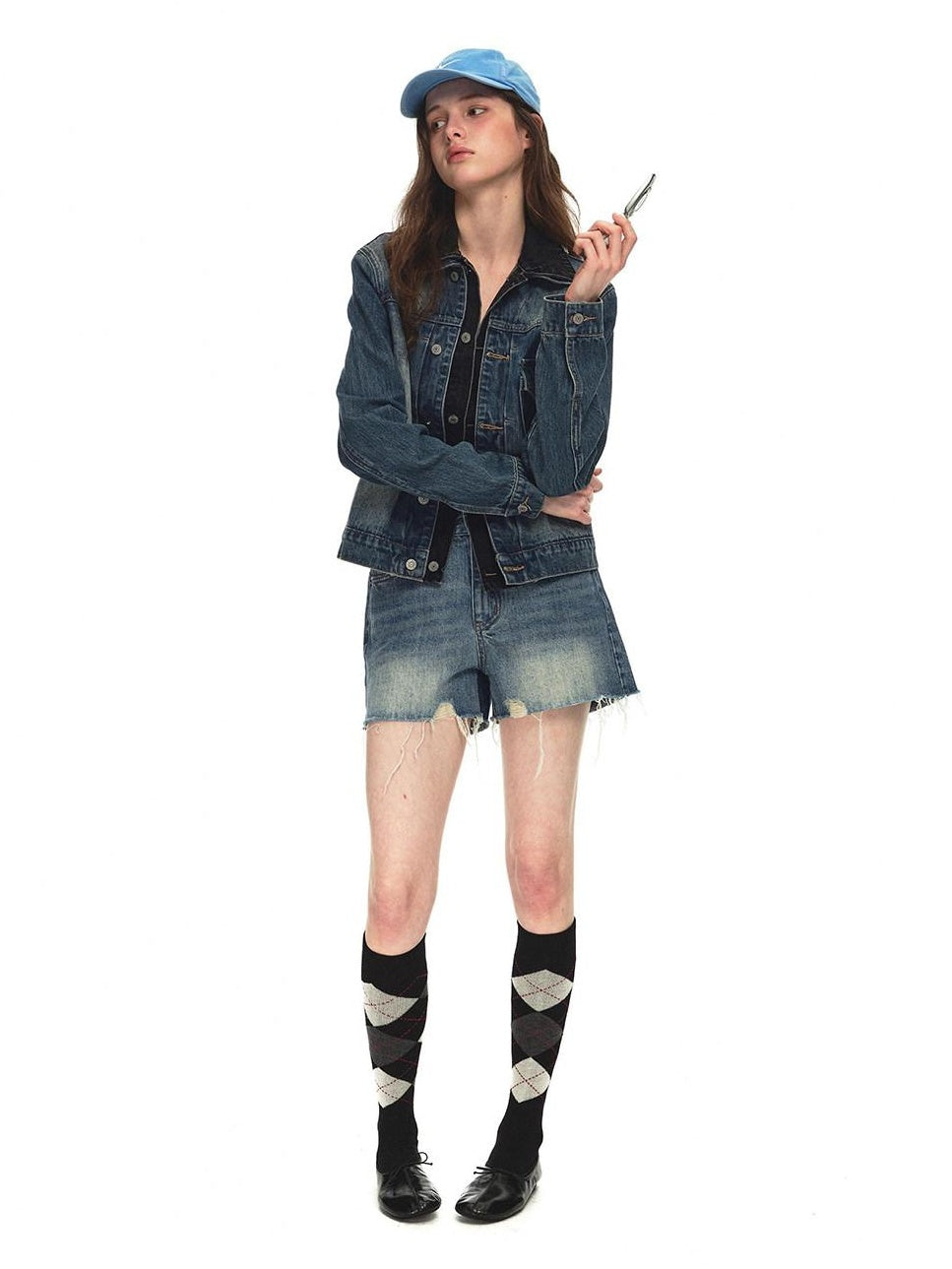 Country Moment Tie Dye Gradient Oversized Short Cotton Blend Women Casual Denim Jackets