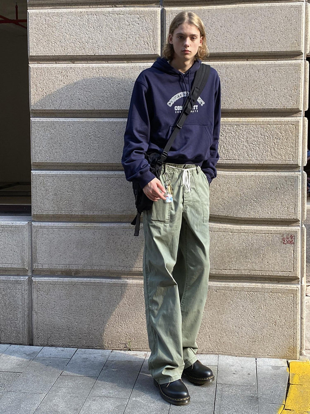 Country Moment Wrinkle Free Mid Rise Straight Workwear Everyday Pure Cotton Olive Cargo Pants