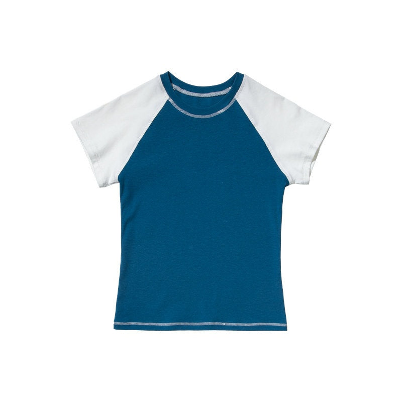 Country_Moment_Stretch_Cotton_Edgy_Slim_Fit_Raglan_Blue_White_Colorblock_Short_Sleeve_T-Shirts_MISSTT
