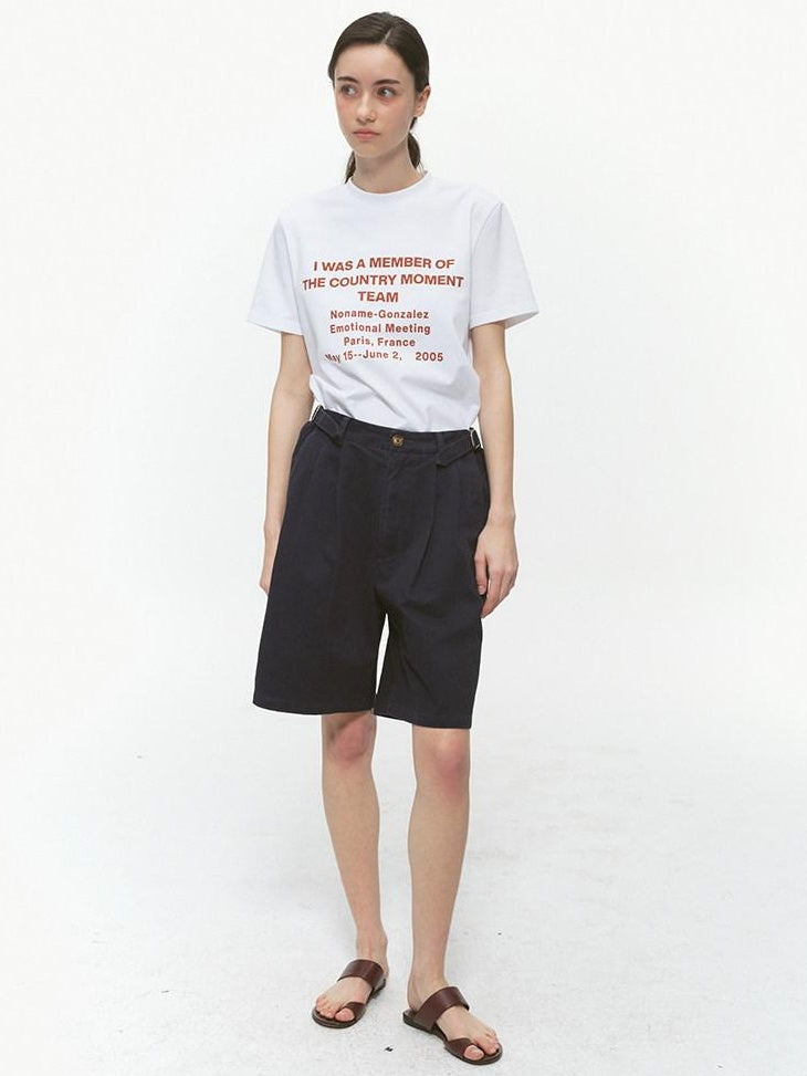 Country Moment Soft Cotton Stretch Loose Letter Print Unisex White Neck Short Sleeve T-Shirts