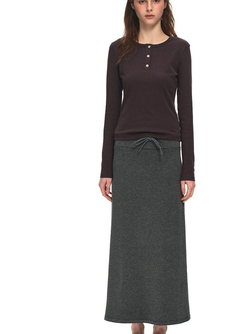 Country Moment Breathable Viscose Blend Casual Loose Mid Waist Tie Straight Women Maxi Skirts