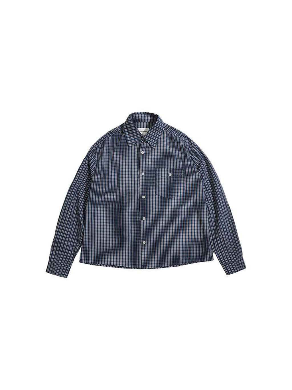 Country Moment 100% Cotton American Loose Square Neck Blue Plaid Teen Casual Long Sleeve Shirts