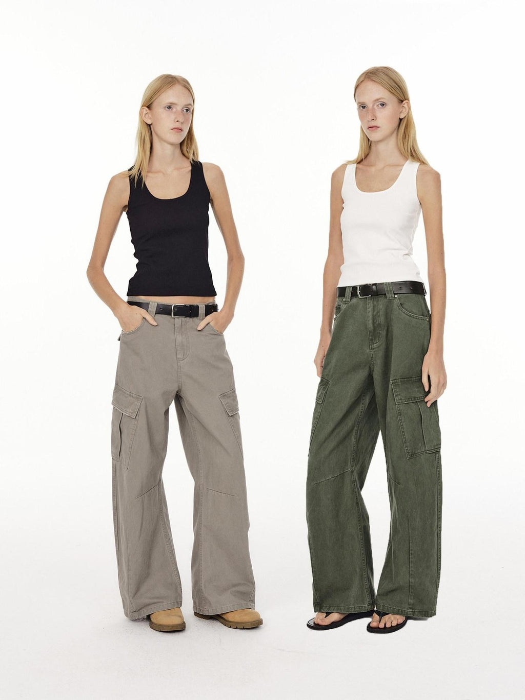 Country Moment Breathable Washed Cotton Relaxed Straight Pocket Button Fly Casual Cargo Pants