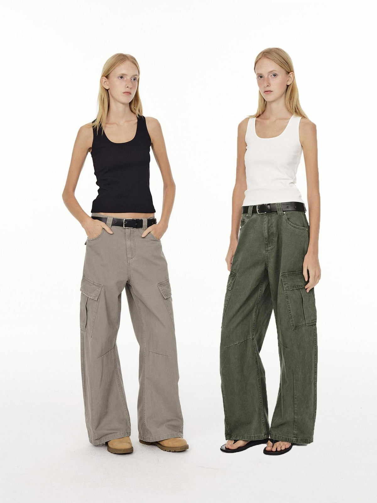 Country Moment Breathable Washed Cotton Relaxed Straight Pocket Button Fly Casual Cargo Pants