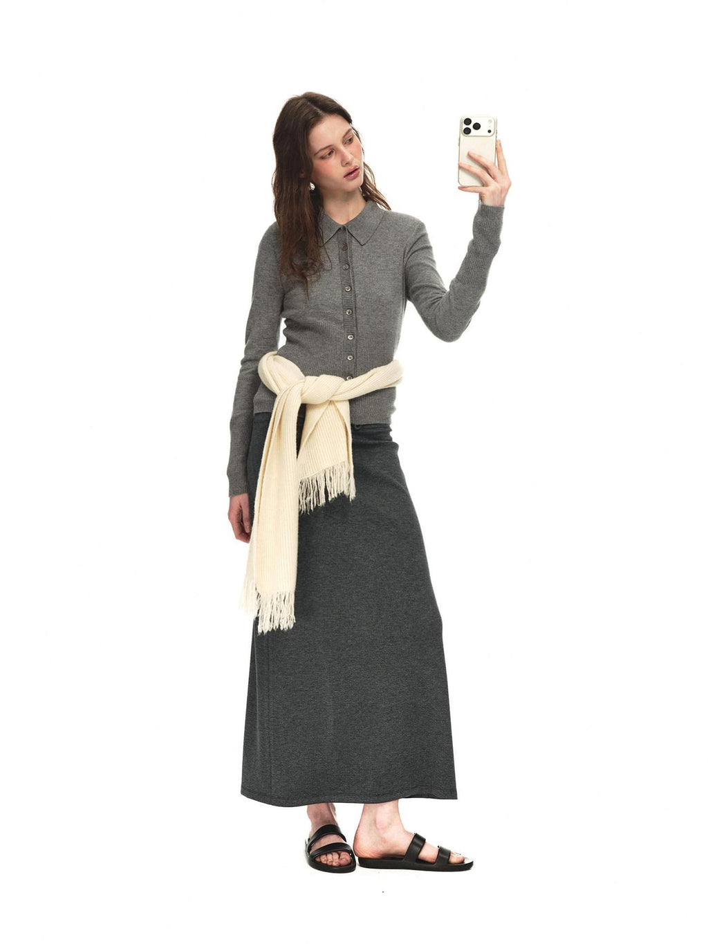 Country Moment Breathable Viscose Blend Casual Loose Mid Waist Tie Straight Women Maxi Skirts
