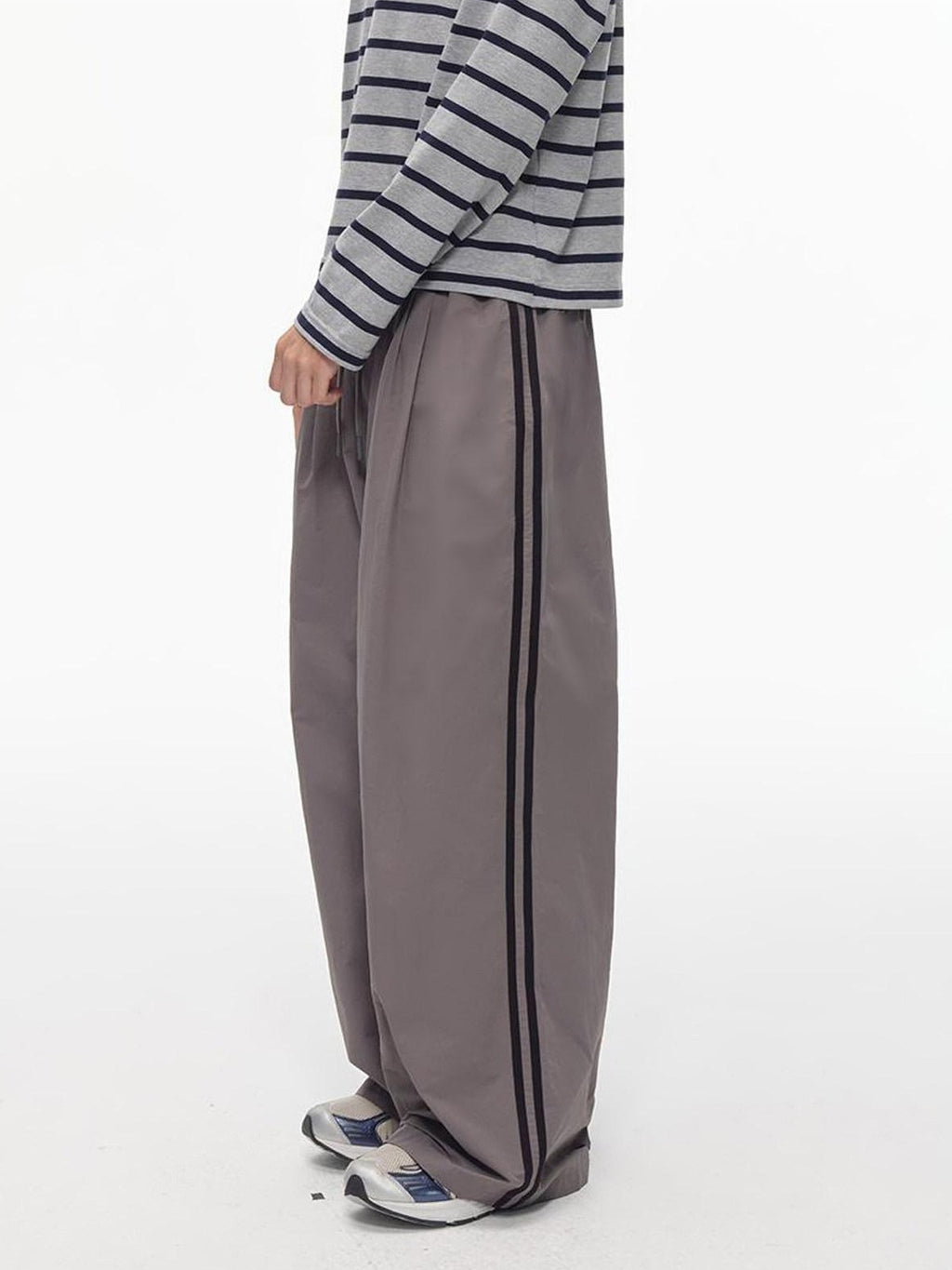 Country Moment Elastic Waist Loose Fit Youth Striped Cotton Blend Straight Pants