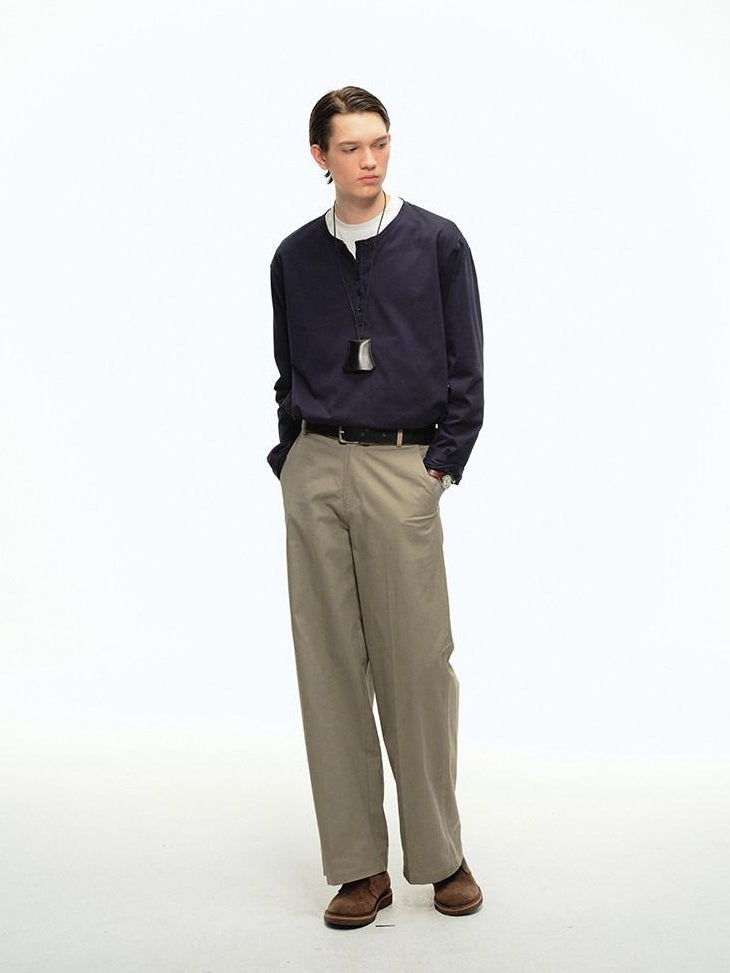 Country Moment 100 Percent Cotton Mid Rise Straight Zipper Fly Youth Casual Khaki Cargo Pants