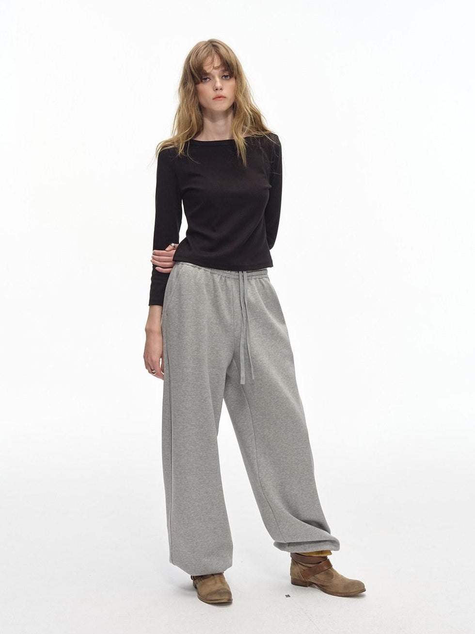 Country Moment Thermal Relaxed Straight Leg Midrise Elastic Waist Heather Grey Youth Sweatpants