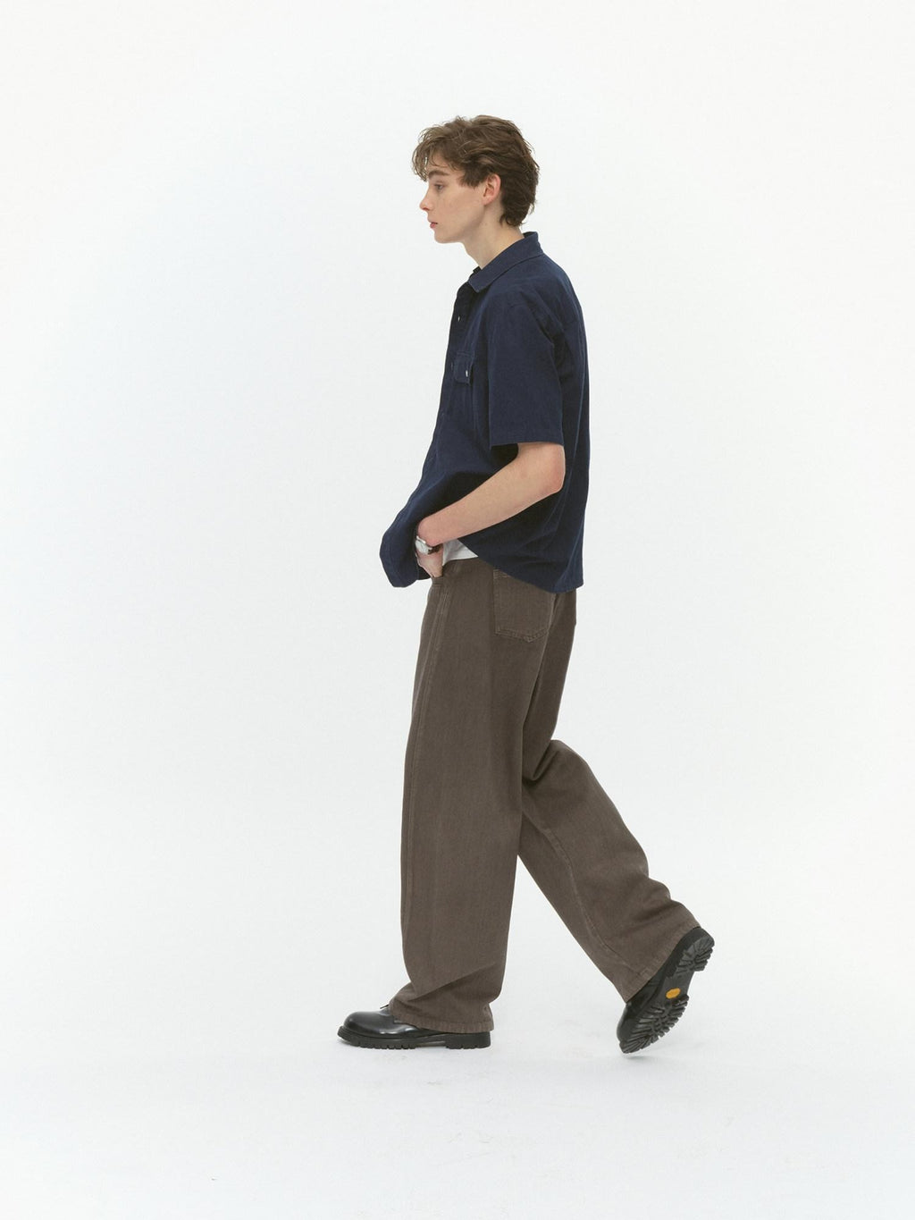 Country Moment Durable 100% Cotton Mid Rise Relaxed Zip Fly Casual Deep Green Wide Leg Jeans
