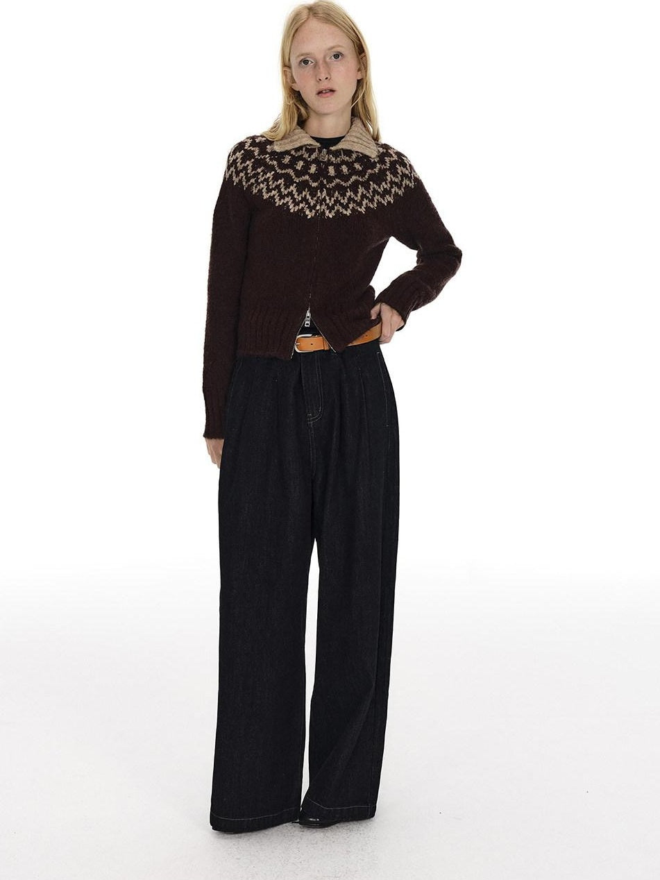 Country Moment Mid Rise Pure Cotton Raw Denim Casual Zip Fly Unisex Daily Wear Wide Leg Jeans