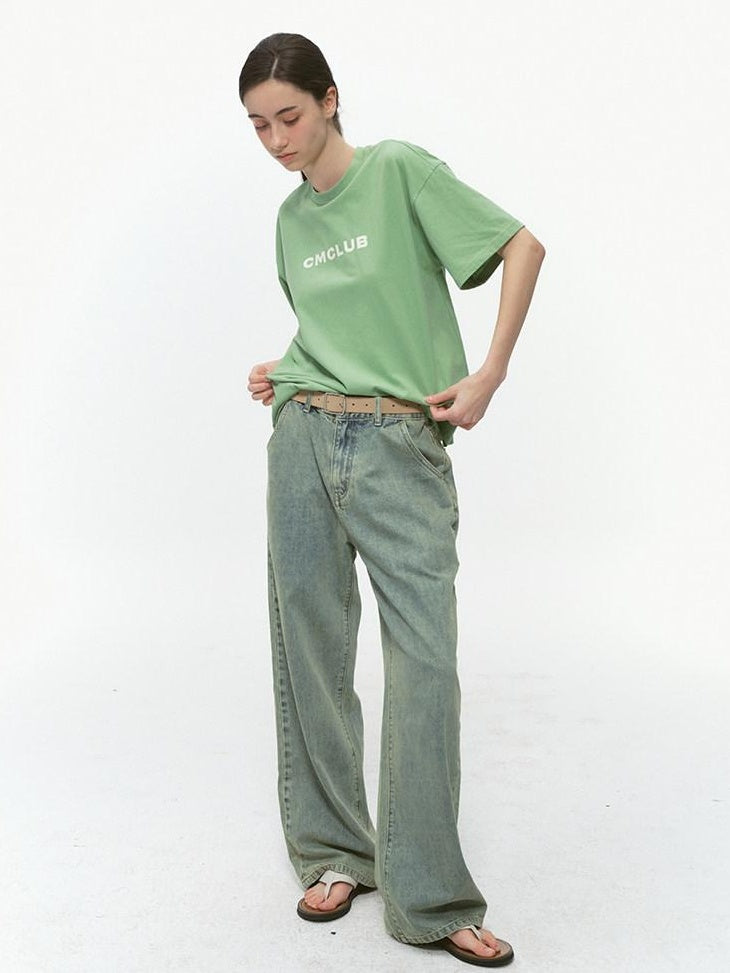 Country Moment Washed Distressed Mid Rise Loose Casual Cotton Vintage Wide Leg Jeans